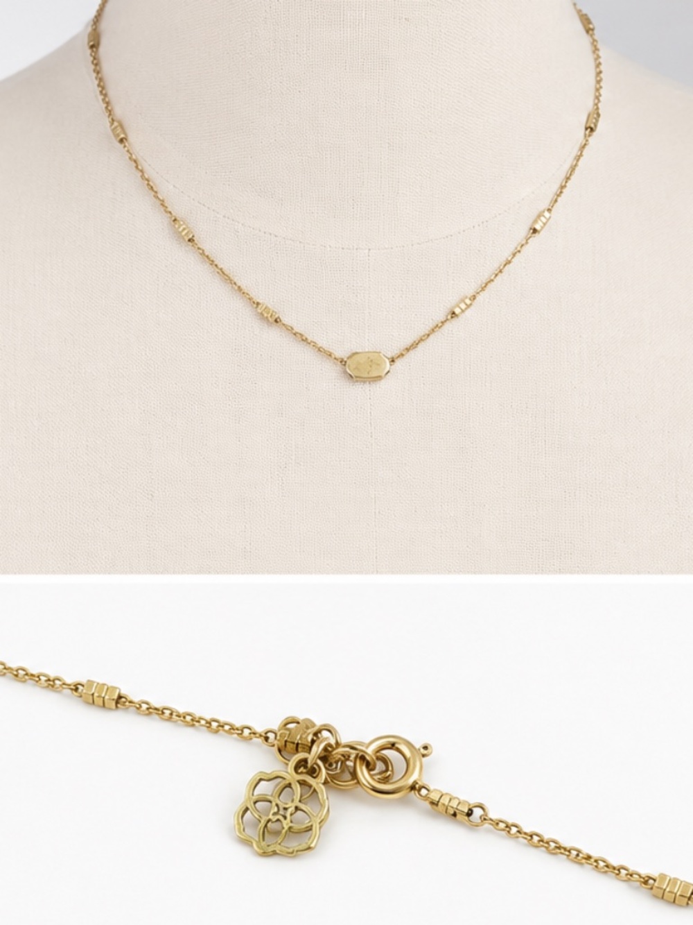 Retired Kendra Scott Gold Minimalist Hexagon Pendant Necklace - Picture 2 of 3